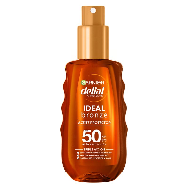 Garnier Delial Aceite Protector Ideal Bronze Fps 50 Para Un Bronceado Uniforme Y Luminoso - 150Ml