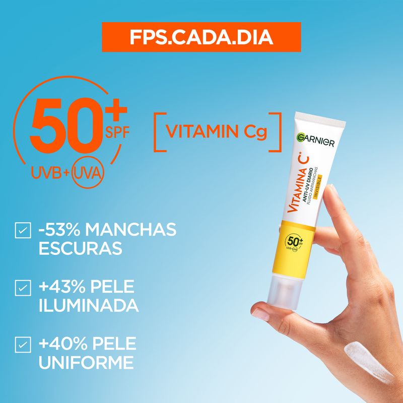 Garnier Vitamina C Fluido Antimanchas Anti-Uv Diario Invisible Fps50+, 40 Ml