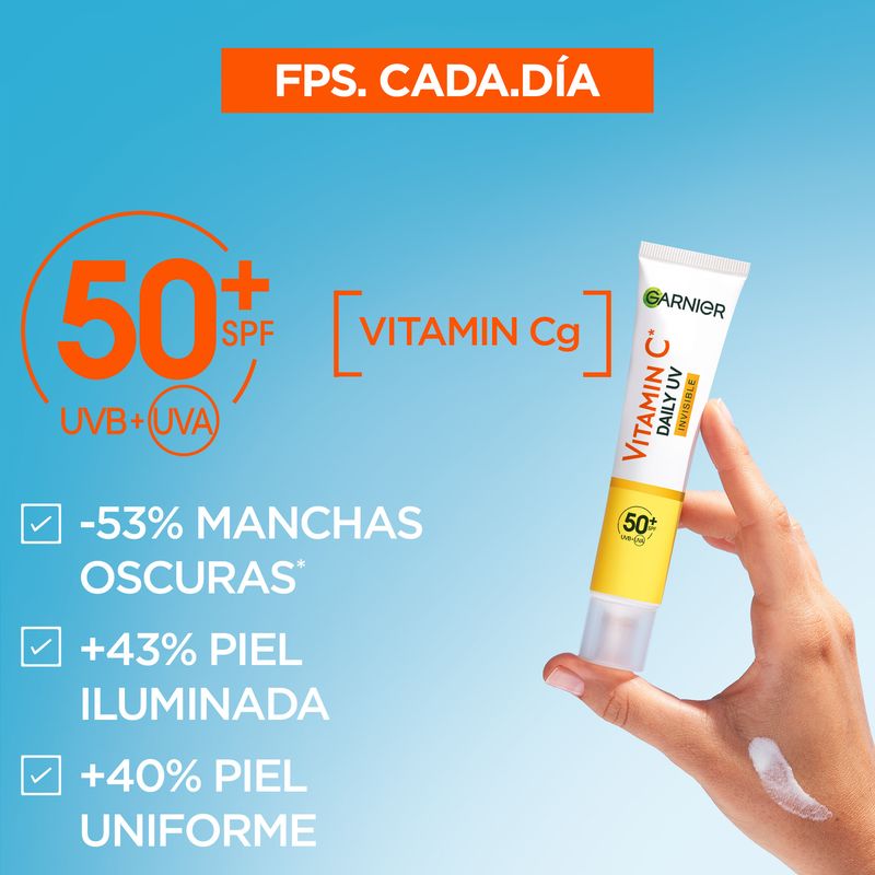 Garnier Vitamina C Fluido Antimanchas Anti-Uv Diario Invisible Fps50+, 40 Ml