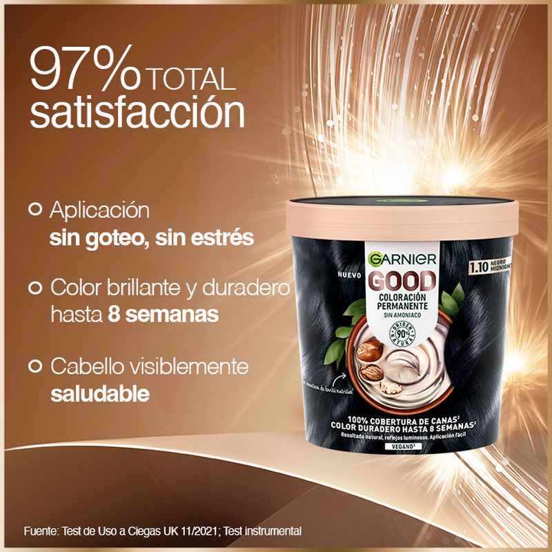 Garnier Good Coloración Permanente Sin Amoniaco, 90% Origen Natural Tono 1.10 Midnight Illusion