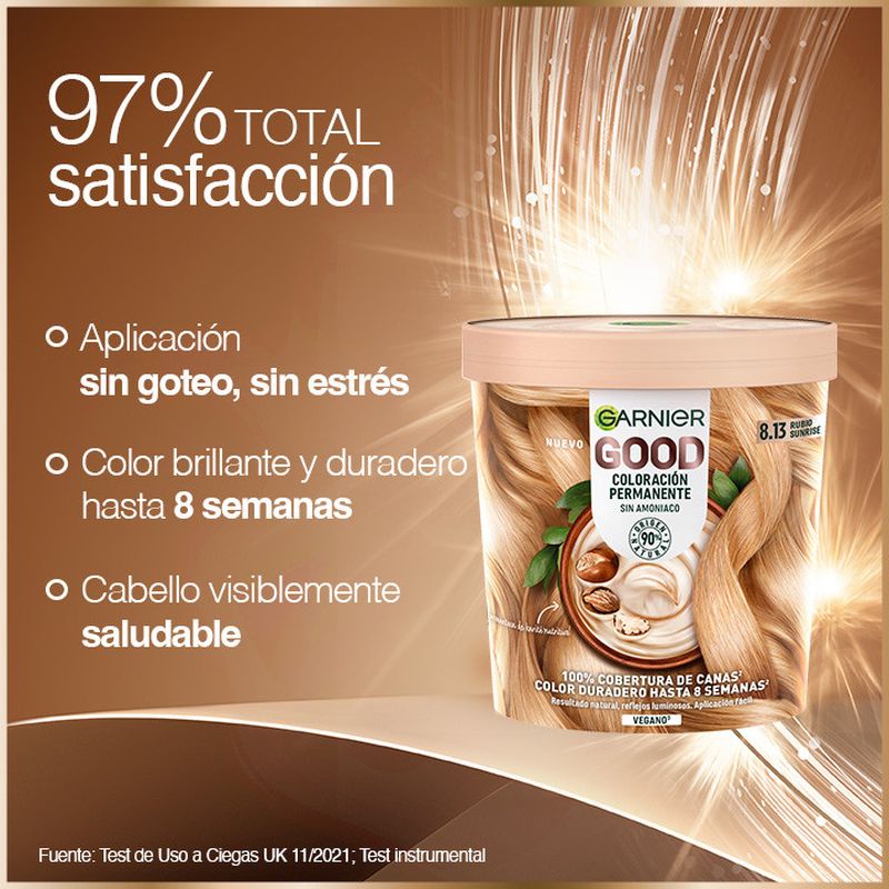 Garnier Good Coloración Permanente Sin Amoniaco, 90% Origen Natural Tono 8.13 Dawn Beige