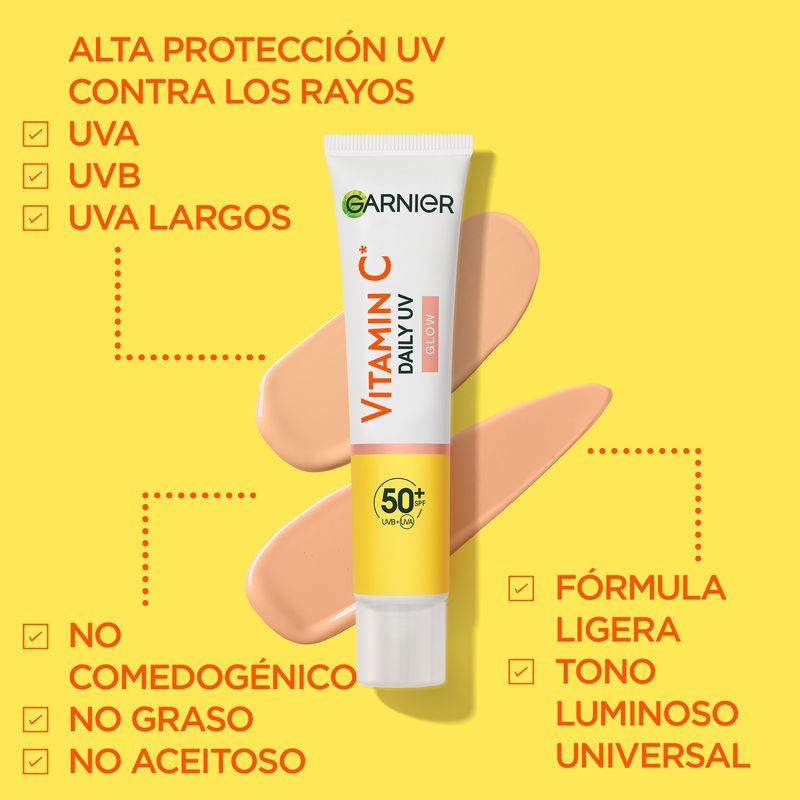 Garnier Vitamina C Fluido Antimanchas Anti-Uv Diario Efecto Glow Fps50+, 40 Ml