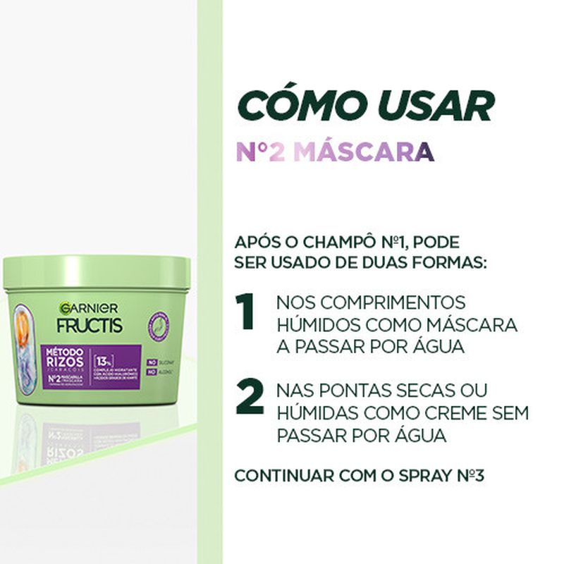 Garnier Fructis Método Rizos Mascarilla Nº2 Para Rizos Hidratados Durante 1 Semana 370Ml