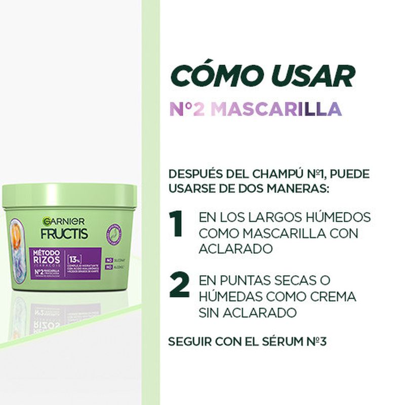 Garnier Fructis Método Rizos Mascarilla Nº2 Para Rizos Hidratados Durante 1 Semana 370Ml