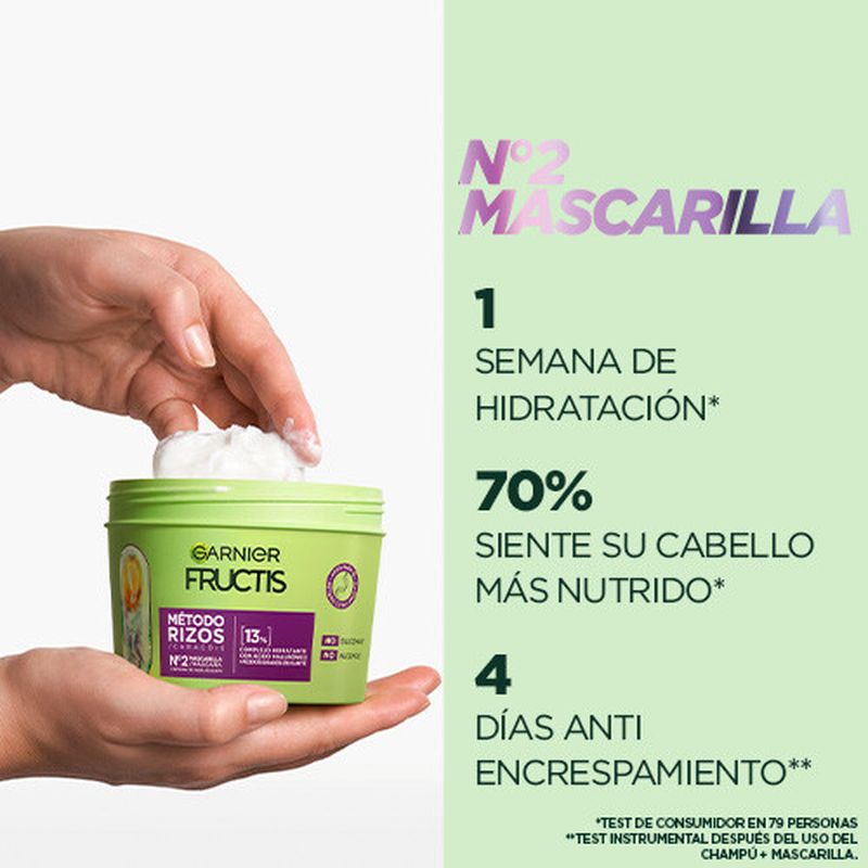 Garnier Fructis Método Rizos Mascarilla Nº2 Para Rizos Hidratados Durante 1 Semana 370Ml