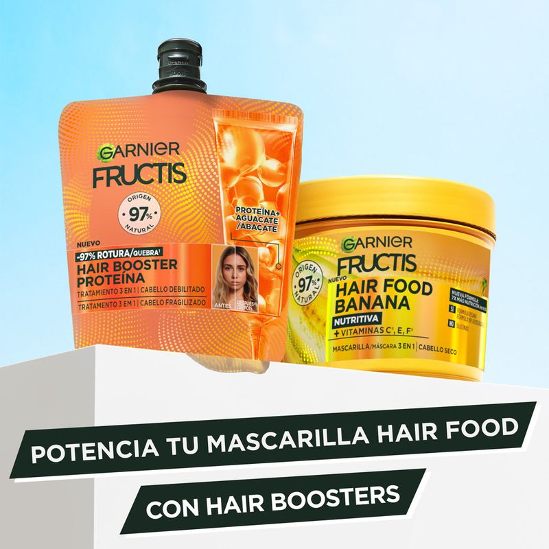 Garnier Hair Booster Proteína Tratamiento 3-En-1 Para Un 97% Menos De Rotura Del Cabello*