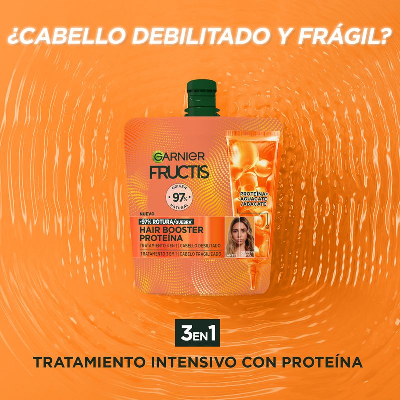 Garnier Hair Booster Proteína Tratamiento 3-En-1 Para Un 97% Menos De Rotura Del Cabello*