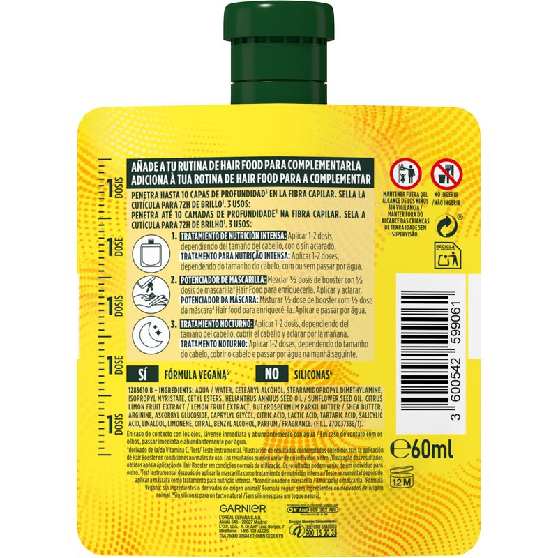 Garnier Hair Booster Vitamina C* Tratamiento 3-En-1 Para 72H De Brillo En El Cabello**