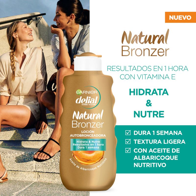 Garnier Delial Natural Bronzer Loción Autobronceadora Cuerpo Y Rostro Con Aceite De Albaricoque, Hidrata Y Broncea, 200Ml