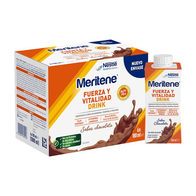 Meritene Fuerza Y Vitalidad Drink Chocolate, 6x180 ml