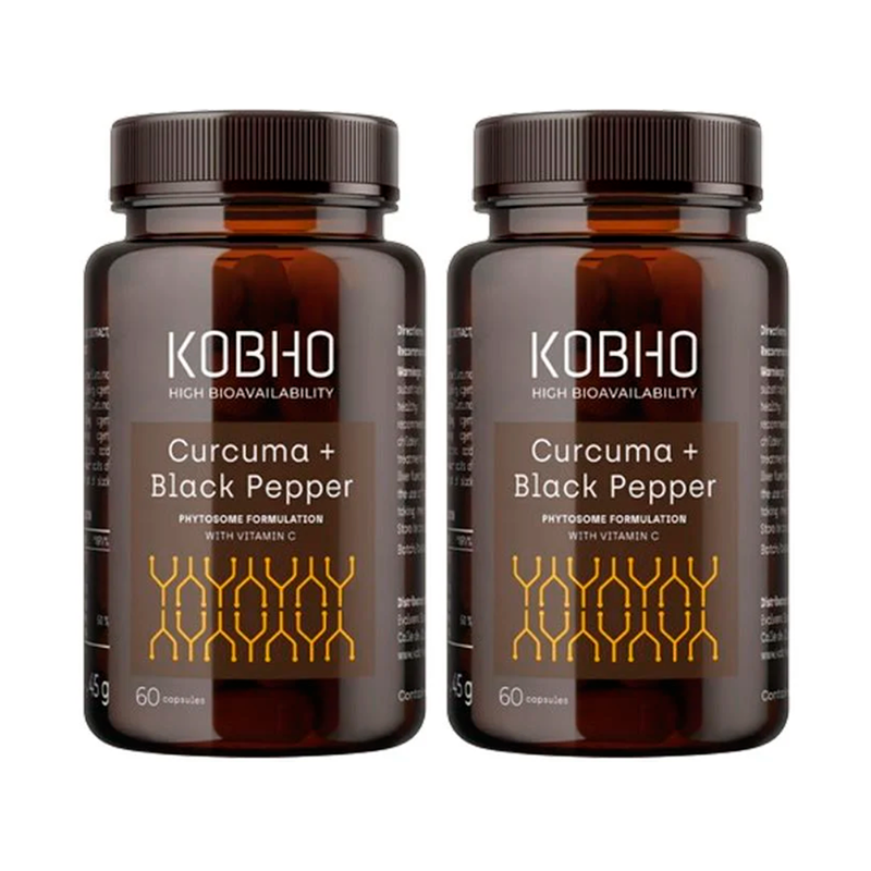 Kobho Labs   Duplo Suplemento Cúrcuma + Pimienta Negra, 2 x  3 x  60 cápsulas