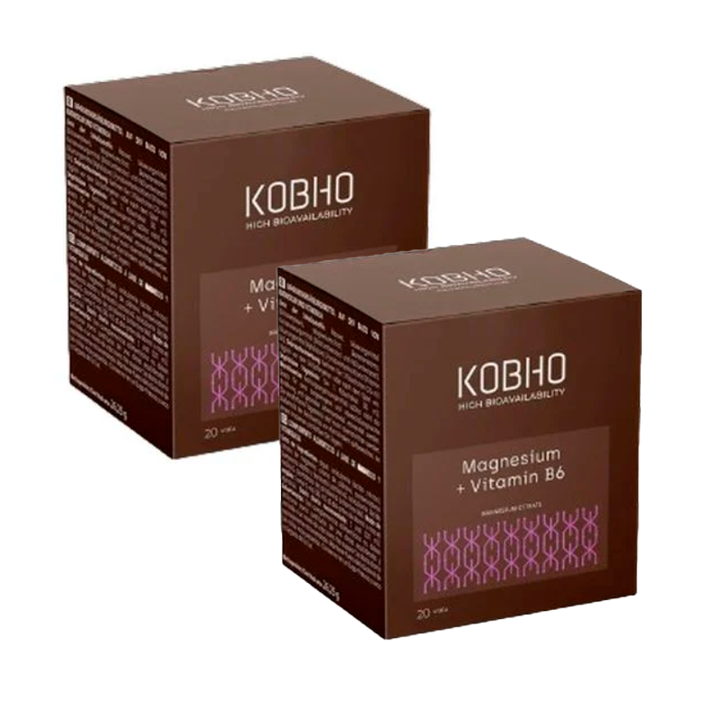 Kobho Labs   Duplo Suplemento Magnesio + Vitamina B6, 2 x  20 viales