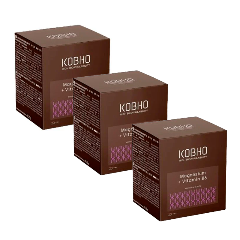 Kobho Labs Triplo Suplemento Magnesio + Vitamina B6,  3 x 20 viales