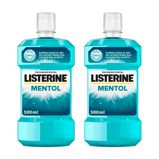 Listerine Duplo Enjuague Bucal Mentol, 2 x 500 Ml