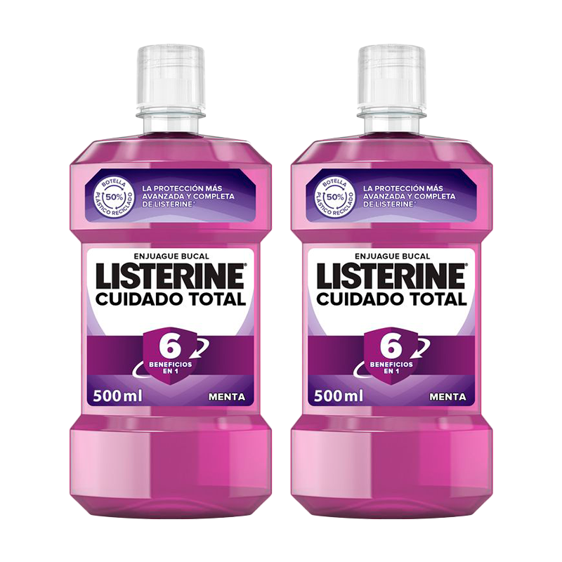 Listerine Duplo - Enjuague Bucal Cuidado Total, 2 x 500 Ml