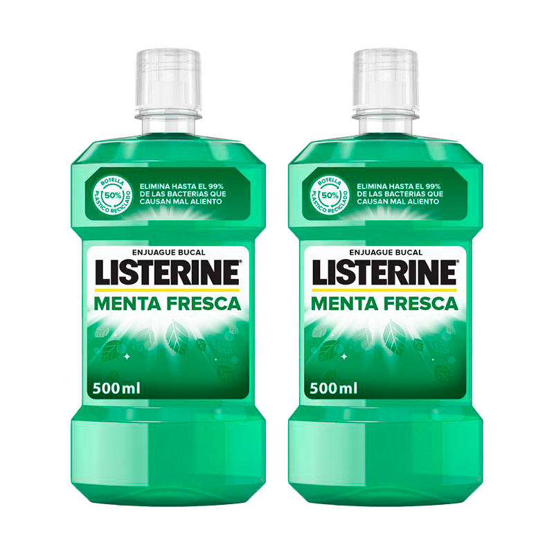 Listerine Duplo Enjuague Bucal Menta Fresca, 2 x 500 Ml