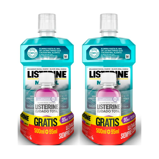 Listerine Duplo Mentol, 2 x  500Ml + Ct 95Ml