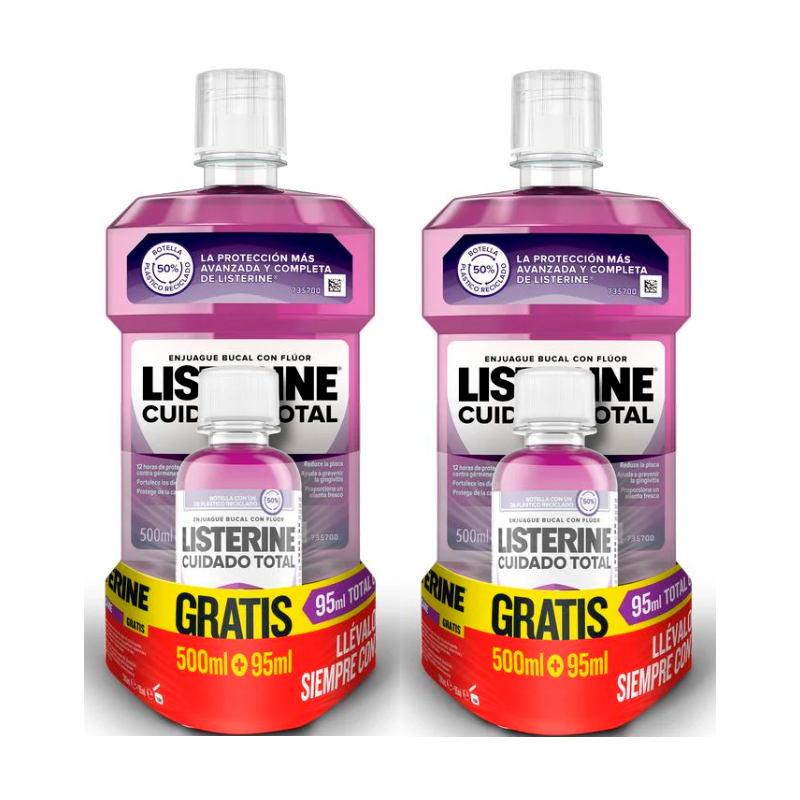 Listerine Duplo Cuidado Total, 2 x 500Ml + Ct 95Ml