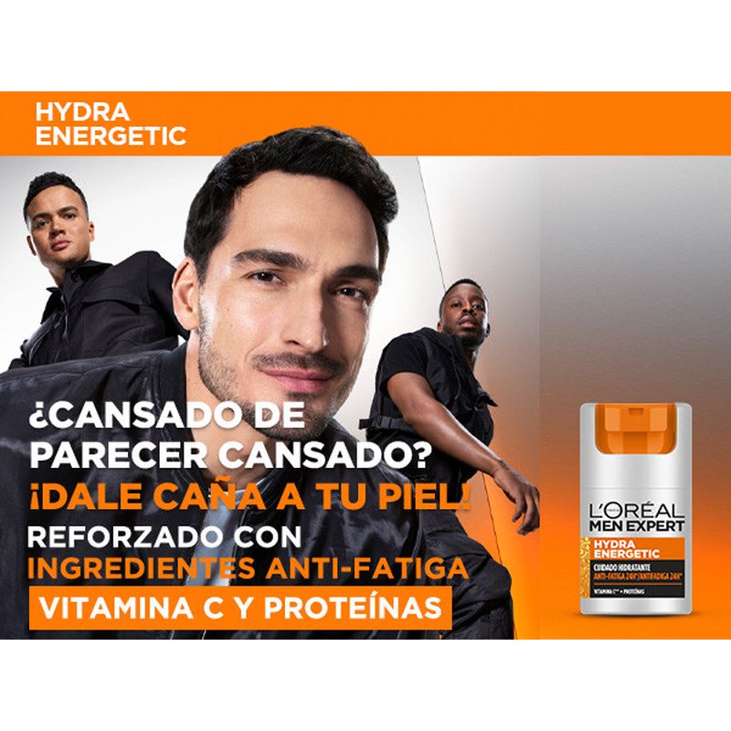 L'Oréal Paris Men Expert Hydra Energetic Crema Hidratante Anti-Fatiga 24H Para Hombres Con Vitamina C Y Proteínas - 50 Ml