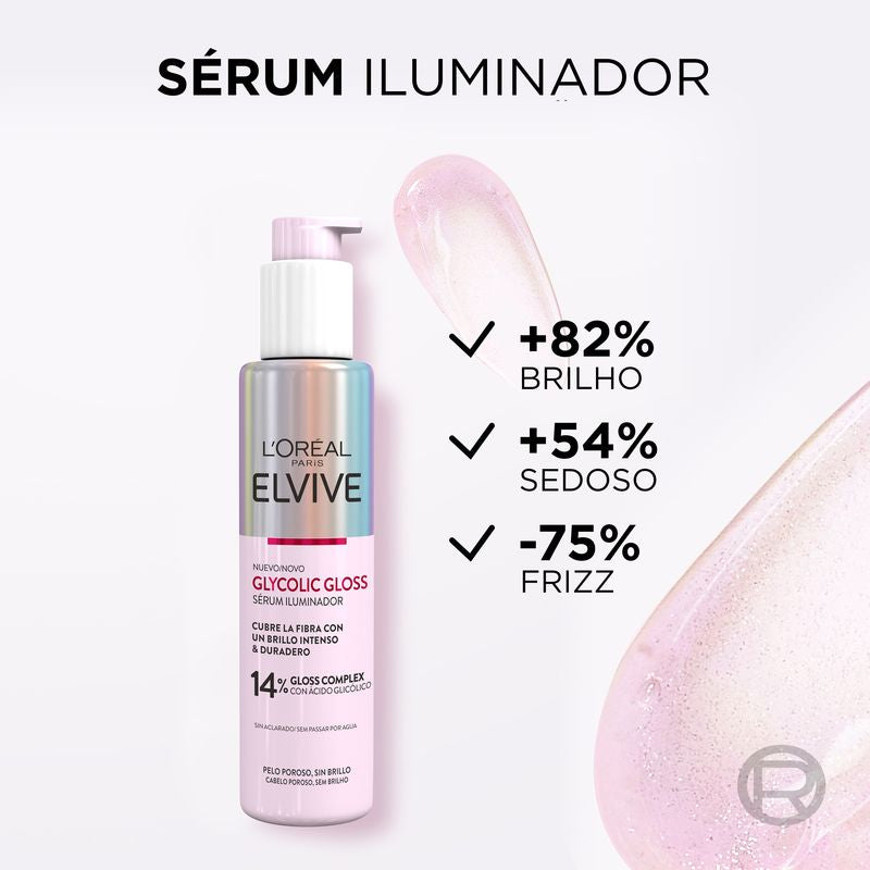 L'Oréal Paris Elvive Sérum Glycolic Gloss Con Ácido Glicólico Cabello Suave Y Brillante