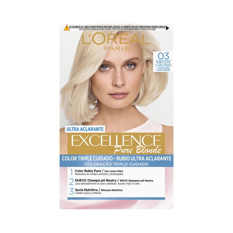 L'Oréal Paris Excellence Pure Blonde Ultra-Aclarante - Tono 03 Rubio Ultra Claro Ceniza