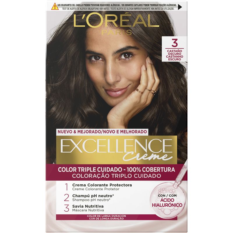 L'Oréal Paris Excellence Creme Tinte Permanente - Tono 3 Castaño Oscuro