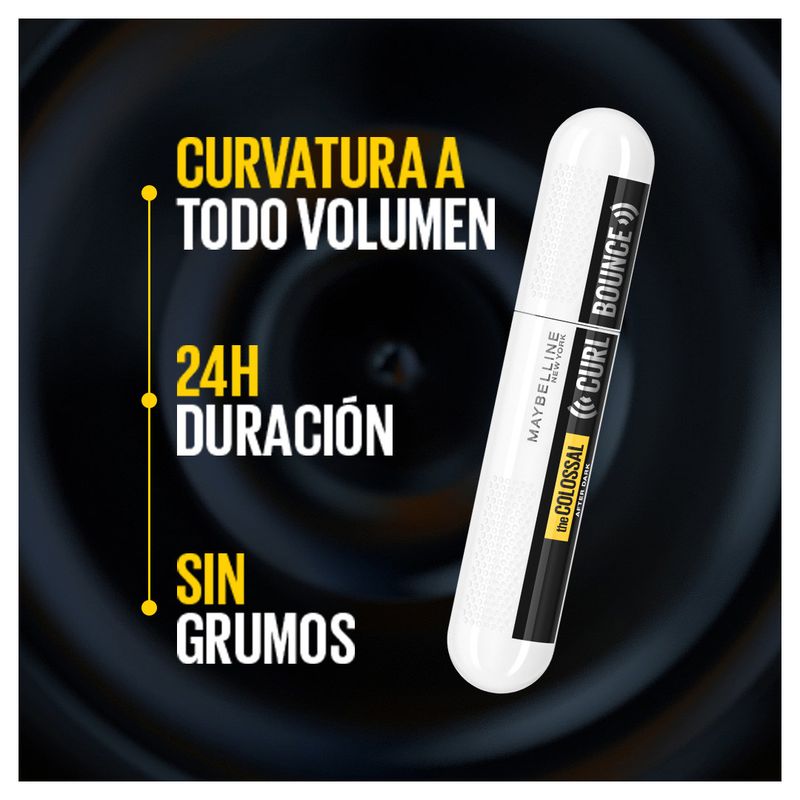 Maybelline New York Máscara de Pestañas Colossal Curl Bounce Afterdark 24H volumen + curvatura