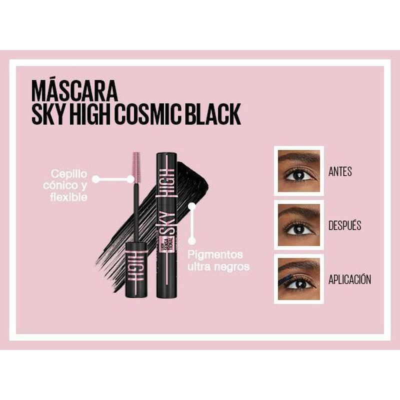 Maybelline New York Lash Sensational Sky High Cosmic: Máscara de pestañas, longitud y volumen, ultra negros