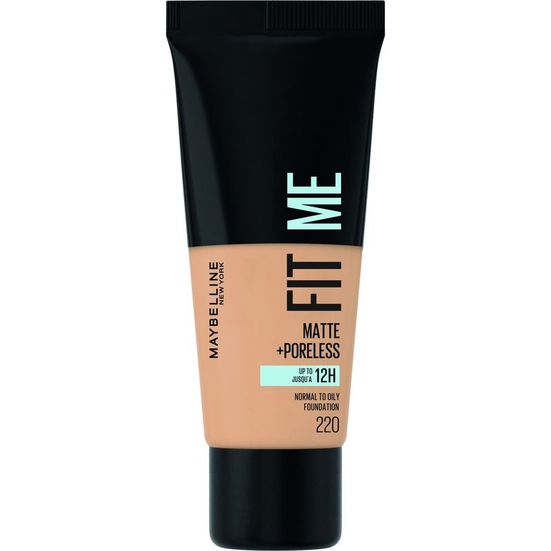 Maybelline New York Fit Me Mate Y Afinaporos Base De Maquillaje Tono 220 Calca A Tu Tono Y Textura Pieles Claras, 30Ml