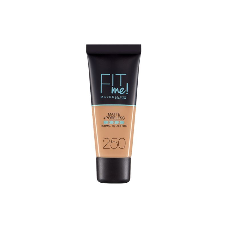 Maybelline New York Base De Maquillaje Fit Me Mate Y Afinaporos Tono 250 Sun Beige Calca A Tu Tono Y Textura Pieles Medias - 30Ml