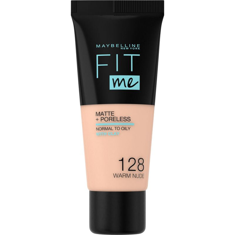 Maybelline New York Fit Me Mate Y Afinaporos Base De Maquillaje Tono 128 Warm Nude Calca A Tu Tono Y Textura Pieles Medio Claras - 30Ml