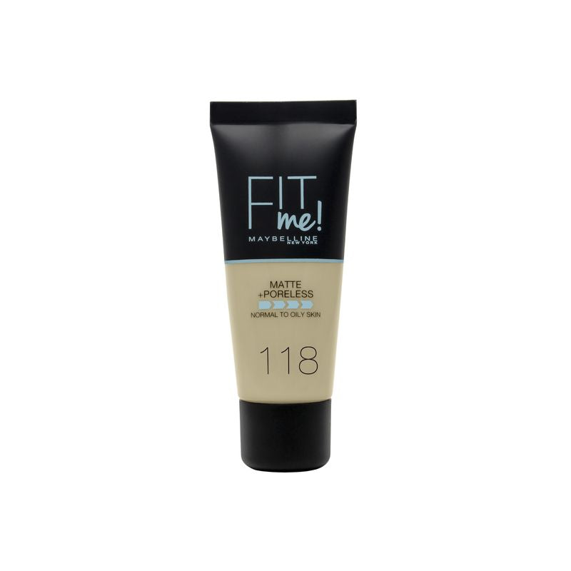 Maybelline New York Fit Me Mate Y Afinaporos Base De Maquillaje Tono 118 Nude Calca A Tu Tono Y Textura Pieles Claras - 30Ml