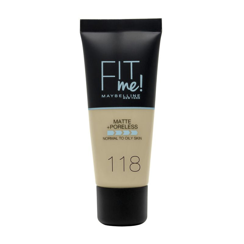 Maybelline New York Fit Me Mate Y Afinaporos Base De Maquillaje Tono 118 Nude Calca A Tu Tono Y Textura Pieles Claras - 30Ml