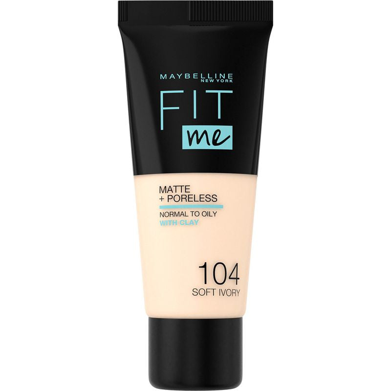 Maybelline New York Fit Me Mate Y Afinaporos Base De Maquillaje Tono 104 Soft Ivory Calca Tu Tono Y Textura Pieles Muy Claras - 30Ml