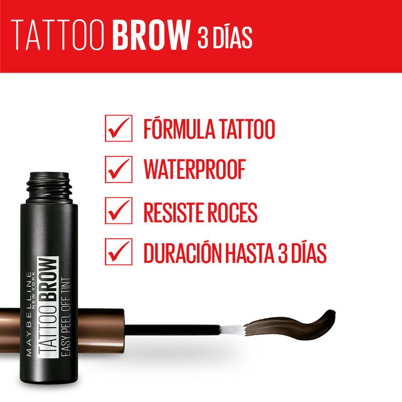 Maybelline New York Tinte De Cejas Tattoo Brow 3 Día 1 Light Brown Castaño Claro 4,6 G