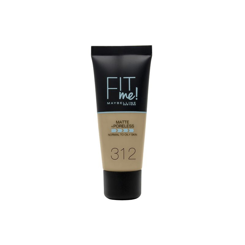 Maybelline New York Fit Me Mate Y Afinaporos Base De Maquillaje Tono 312 Golden Calca Tu Tono Y Textura Pieles Medio Oscuras - 30Ml