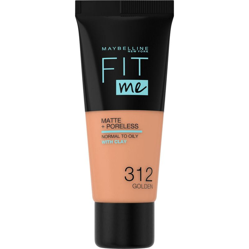 Maybelline New York Fit Me Mate Y Afinaporos Base De Maquillaje Tono 312 Golden Calca Tu Tono Y Textura Pieles Medio Oscuras - 30Ml