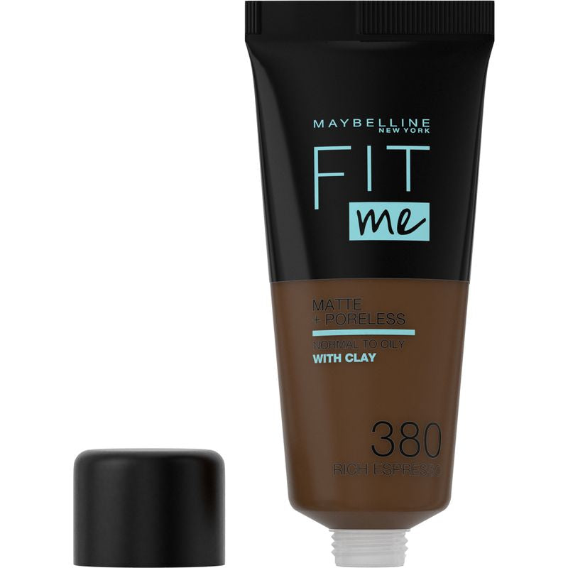 Maybelline New York Fit Me Mate Y Afinaporos Base De Maquillaje Tono 380 Rich Expresso Calca Tu Tono Y Textura Pieles Muy Oscuras - 30Ml