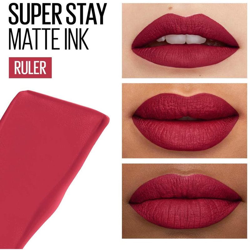 Maybelline New York Superstay Matte Ink Pintalabios Mate Larga Duración Tono 80 Ruler Color Rojo