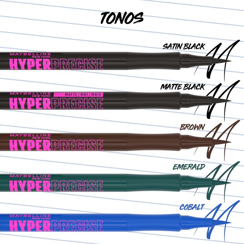 Maybelline New York Hyper Precise Eyeliner Preciso Larga Duración Waterproof Negro Mate