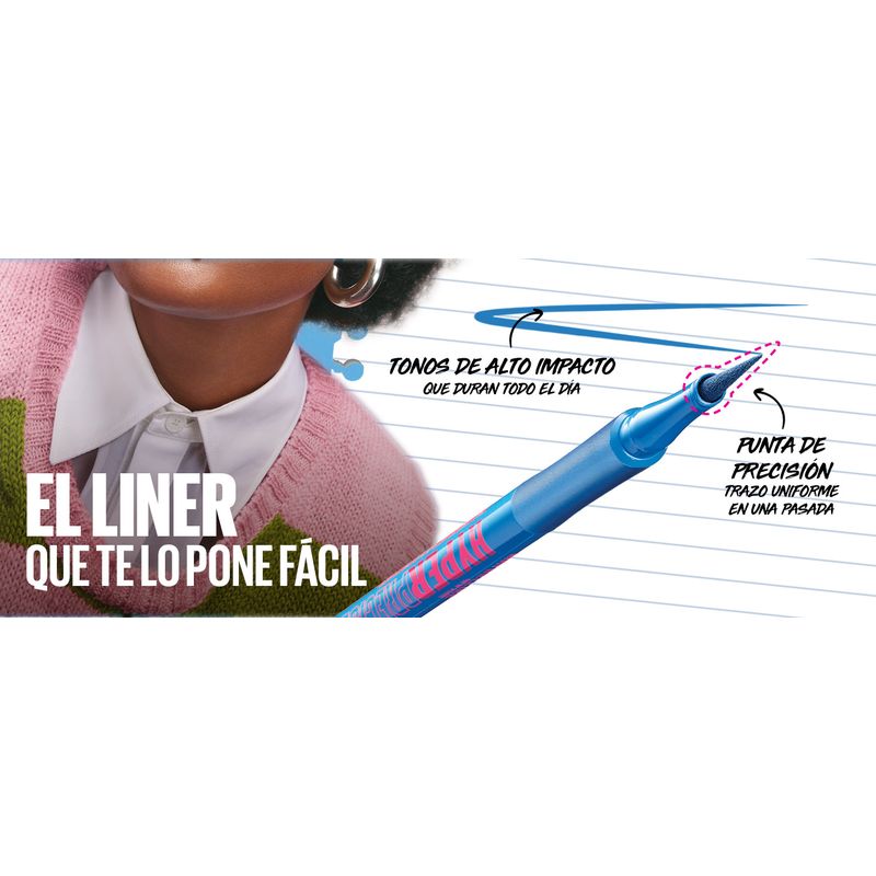 Maybelline New York Hyper Precise Eyeliner Preciso Larga Duración Waterproof Negro Mate