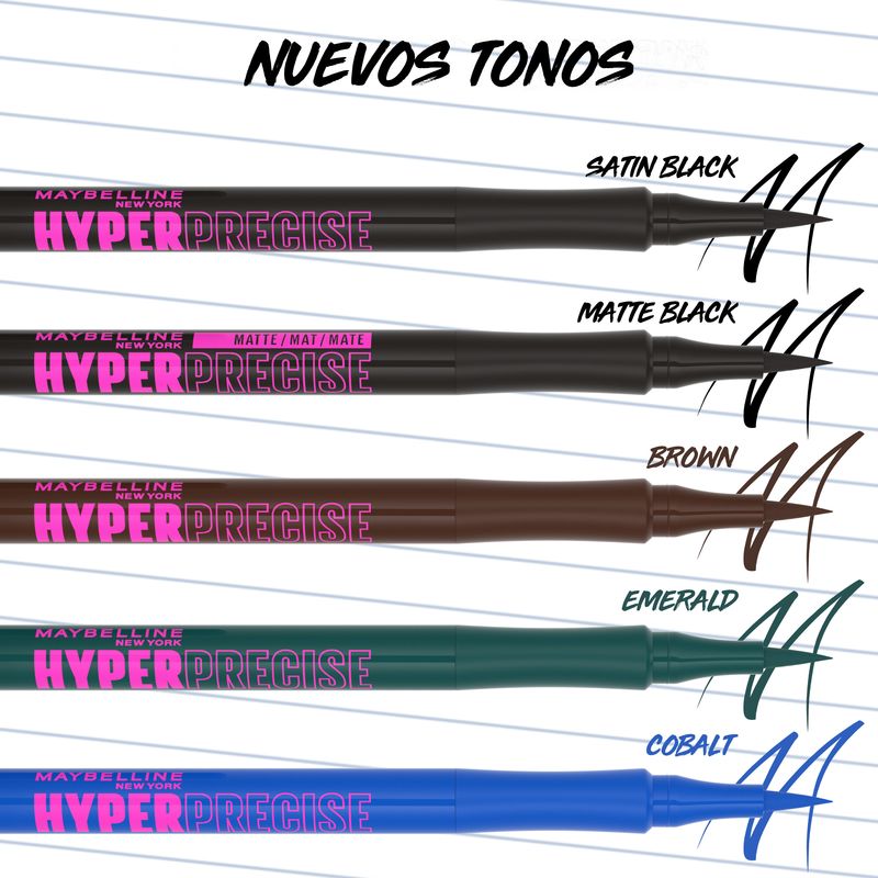 Maybelline New York Hyper Precise Eyeliner Preciso Larga Duración Waterproof Negro Mate