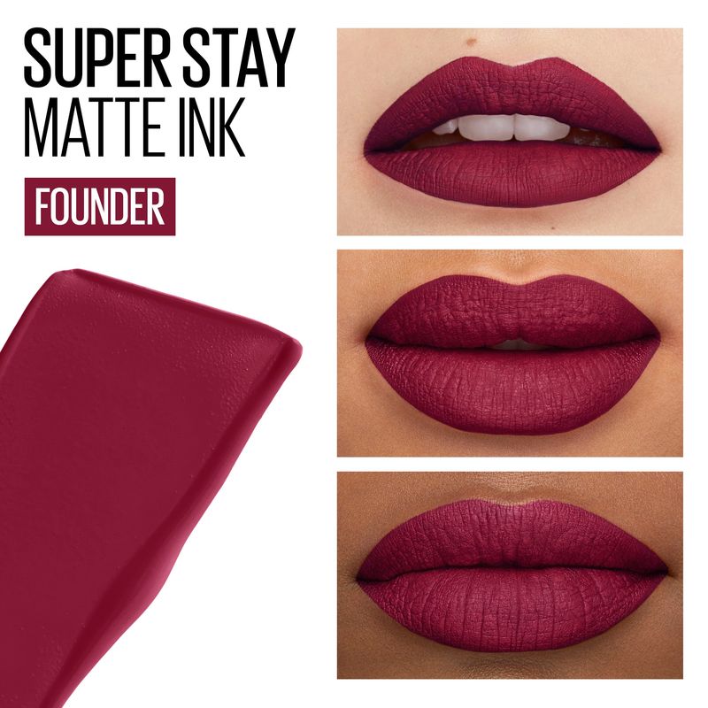 Maybelline New York Superstay Matte Ink Pintalabios Mate Larga Duración Tono 115 Founder Color Vino