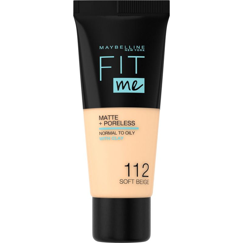 Maybelline New York Fit Me Mate Y Afinaporos Base De Maquillaje Tono 112 Soft Beige Calca A Tu Tono Y Textura Pieles Claras - 30Ml