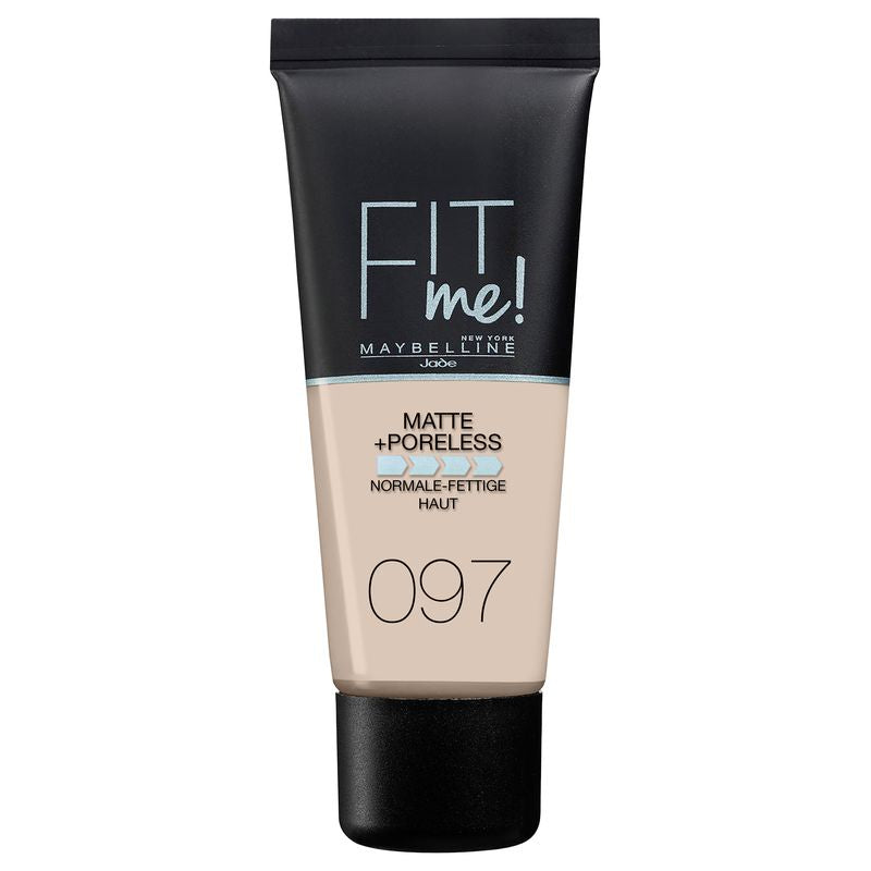 Maybelline New York Fit Me Mate Y Afinaporos Base De Maquillaje Tono 97 Natural Porcelain, Textura Pieles Muy Claras - 30Ml