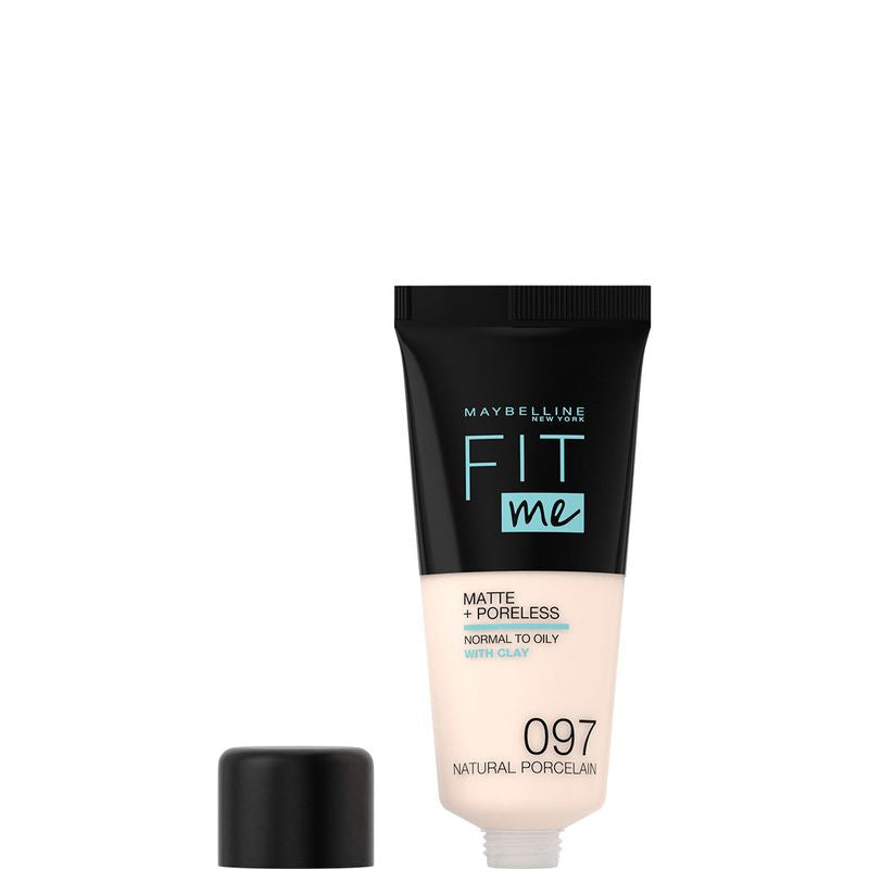 Maybelline New York Fit Me Mate Y Afinaporos Base De Maquillaje Tono 97 Natural Porcelain, Textura Pieles Muy Claras - 30Ml