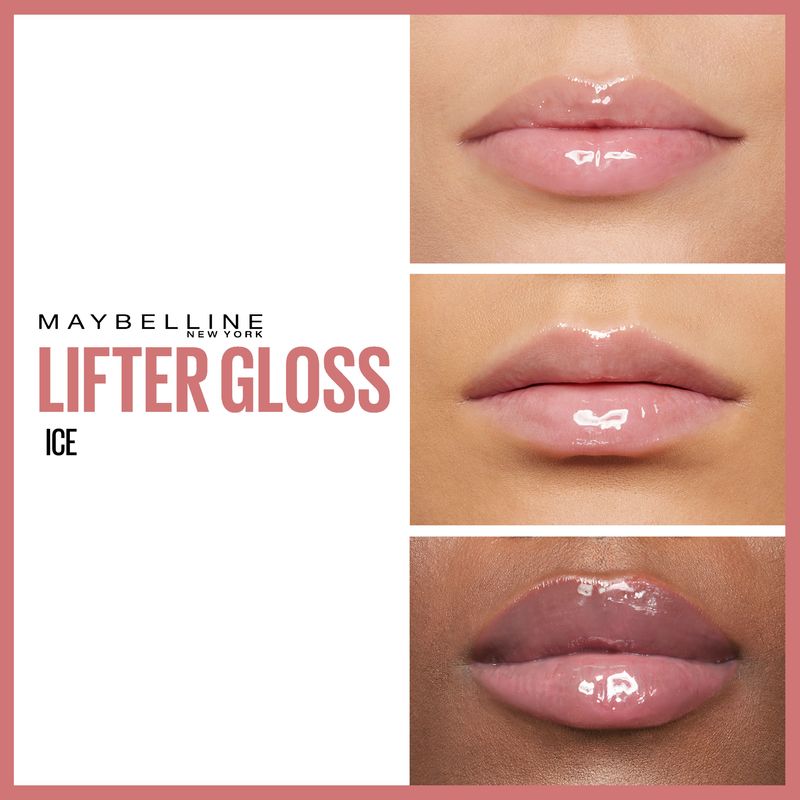 Maybelline New York Lifter Gloss Brillo De Labios Tono 02 Ice. Hidratación Intensa Y Labios Rellenos.