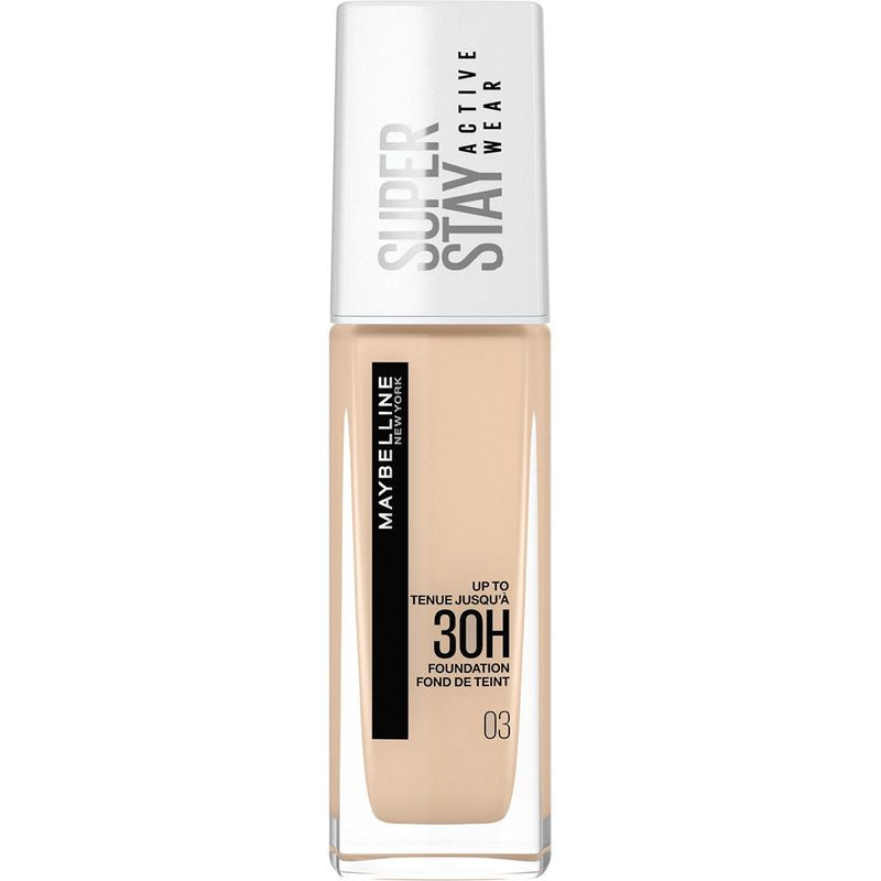 Maybelline New York Superstay Activewear 30H Base De Maquillaje De Larga Duración Y Alta Cobertura. Tono 03 True Ivory.