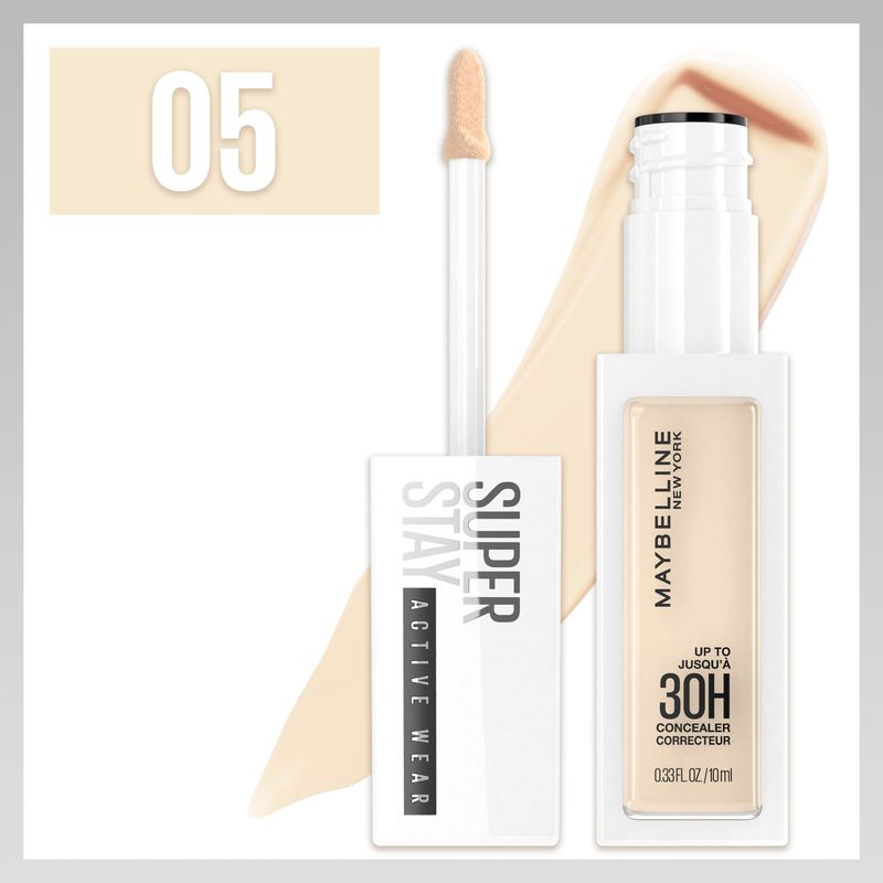 Maybelline New York Superstay Active Wear Corrector,Tono 05 Ivory