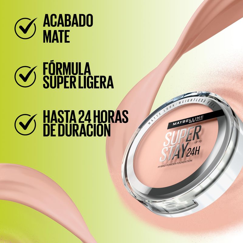 Maybelline New York Superstay Híbrido 24H Base De Maquillaje En Polvo, Súper Cobertura, Súper Ligera, Hasta 24H, Tono 10